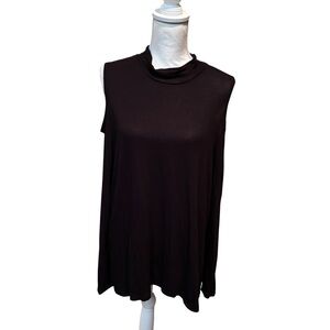 Kaari Blue Black‎ long sleeve cold shoulder Blouse/ tunic size XL